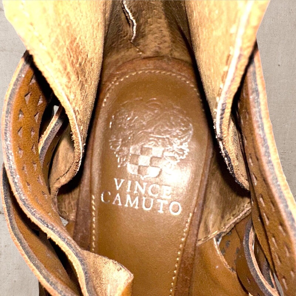 Vince Camuto Women Pranika Seed Brown True Suede Perforated Bootie Boot 9.5 EU41 - Picture 6 of 14